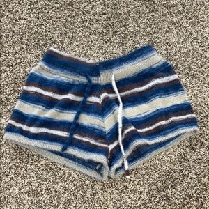 SHEIN striped fuzzy shorts